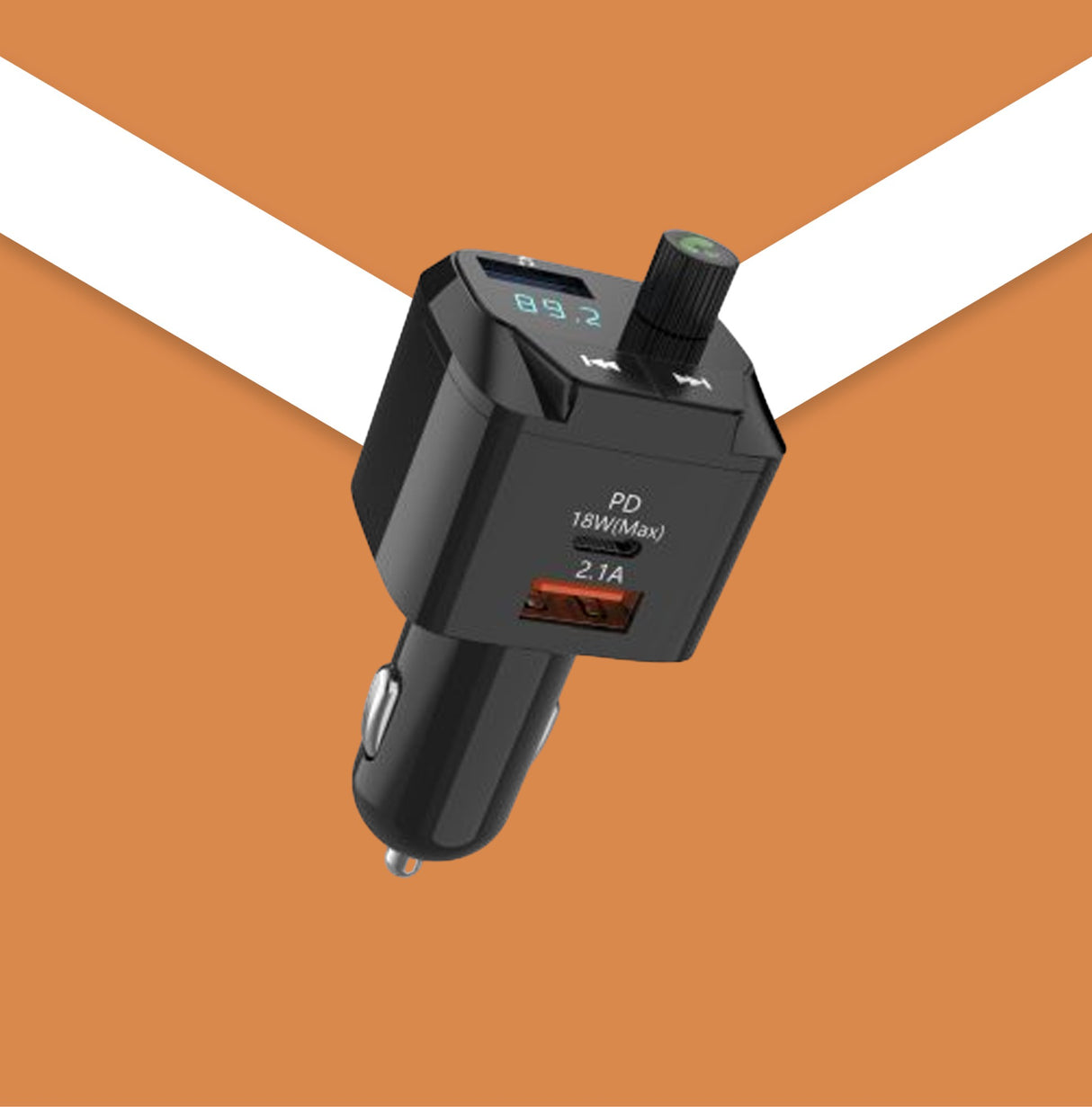 VEN-DENS Car Charger & FM Player 2.1A USB + PD 18W VD-FM001