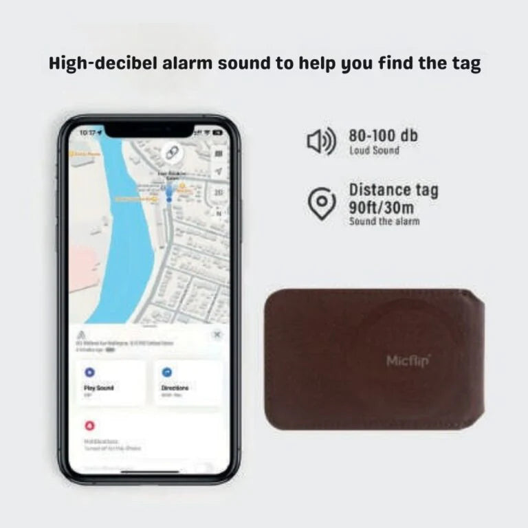 Micflip Apple MFi Certified Find My Device 2-in-1 Magnetic Gas Tag Wallet Open