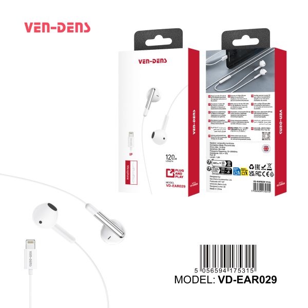 VEN-DENS Earphones Plug & Play for Lightning jack (EAR029) VD-EAR029