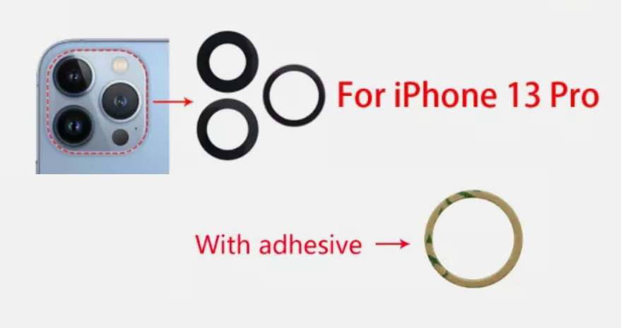 for iPhone 13 Pro Rear Camera Lens Covers with Adhesive