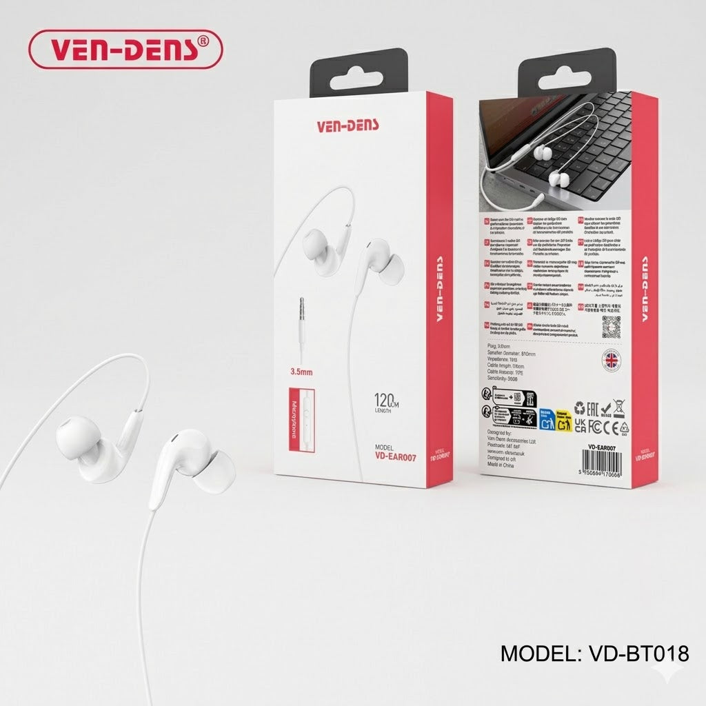 VEN-DENS Earphones Plug & play for 3.5MM jack VD-EAR007