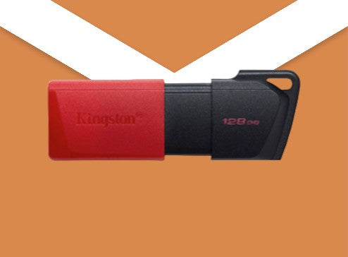 Kingston DataTraveler Exodia M  (128GB) - USB 3.2 Flash Drive with Protective Cap (Black + Red)