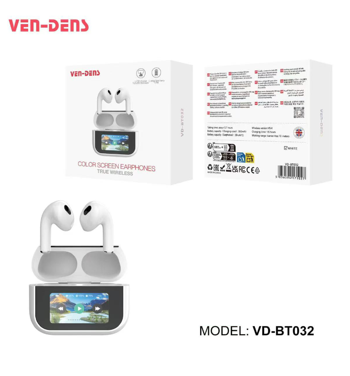 VEN-DENS True Wireless Color Screen Earphones Bluetooth 5.4 Earbuds VD-BT032