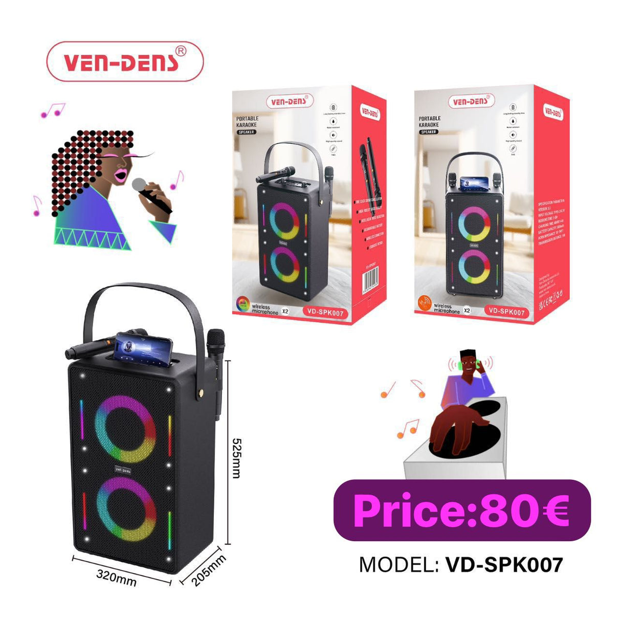 Ven-Dens Portable Karaoke VD-SPK007