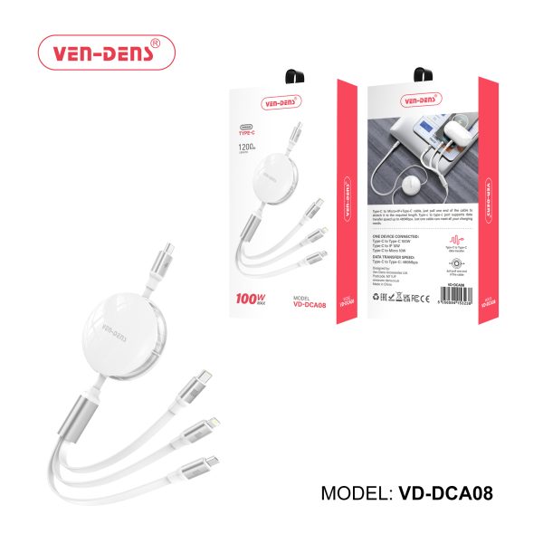 VEN-DENS 3 in 1 100w Max Multi support chargeing Cable (VD-DCA08)