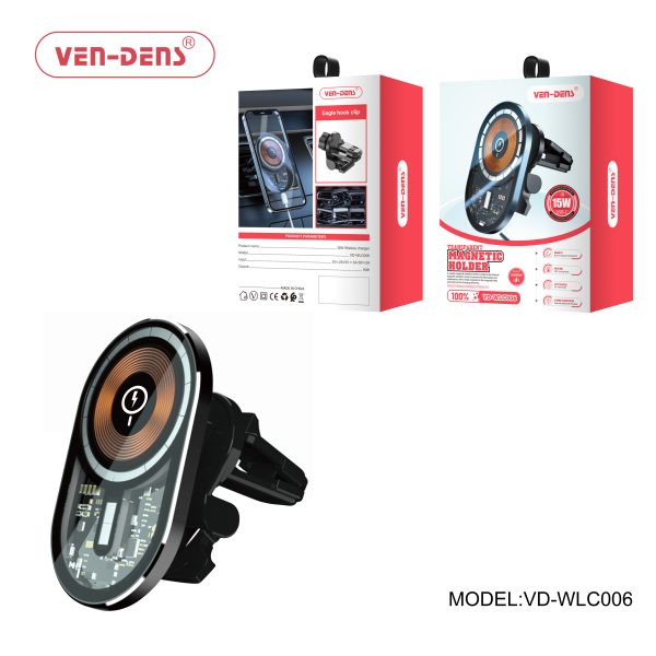 VEN-DENS Transparent Magnetic Car Charger Holder WlC006