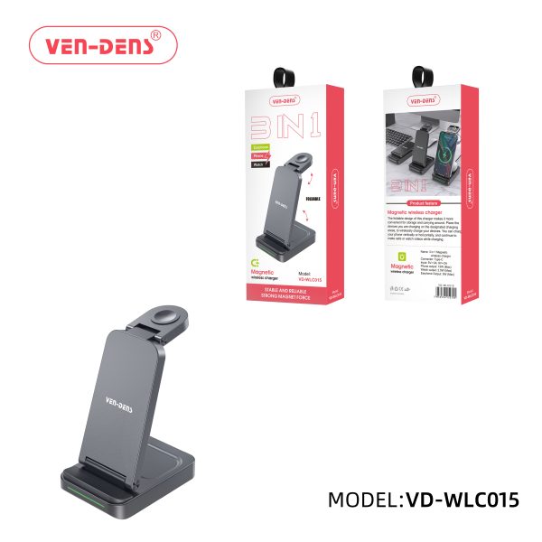 VEN-DENS 15W 3in1 Magnetic Wireless Charger VD-WLC015
