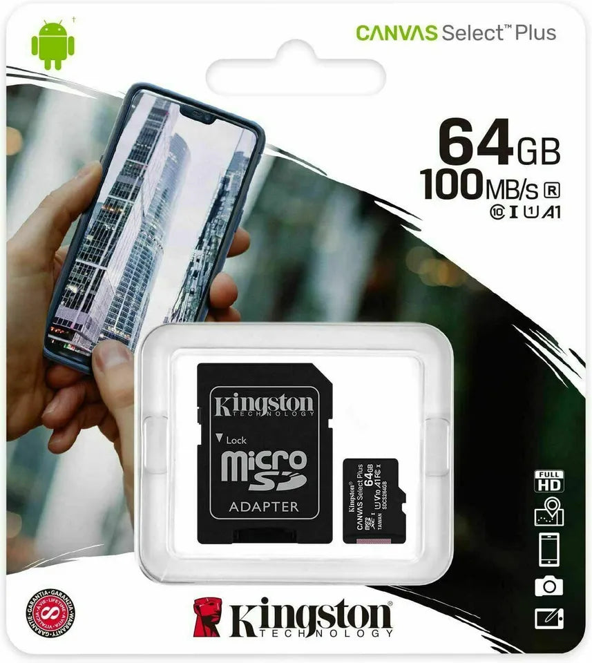 Kingston Canvas Select Plus microSD Card (64GB) - Class 10, 100 MB/s, SD Adapter Included