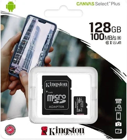 Kingston Canvas Select Plus microSD Card (128GB) - Class 10, 100 MB/s, SD Adapter Included